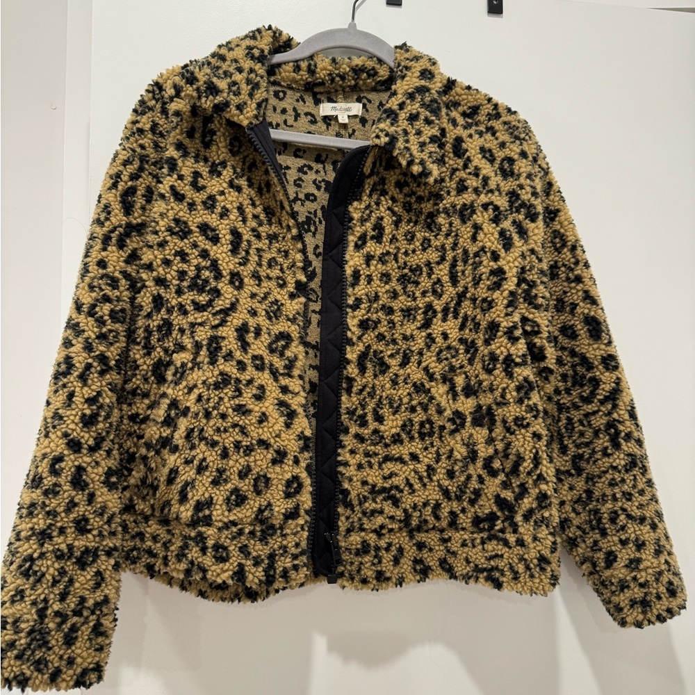 Madewell Sherpa Bomber Jacket in Leopard